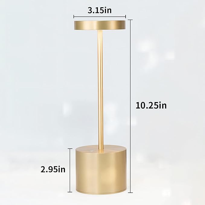 2 Pack Cordless LED Table Lamp, Rechargeable Battery 3 Lighting Modes Dimmable Light Portable Desk Lamps, for Restaurant, Terrace (Gold)