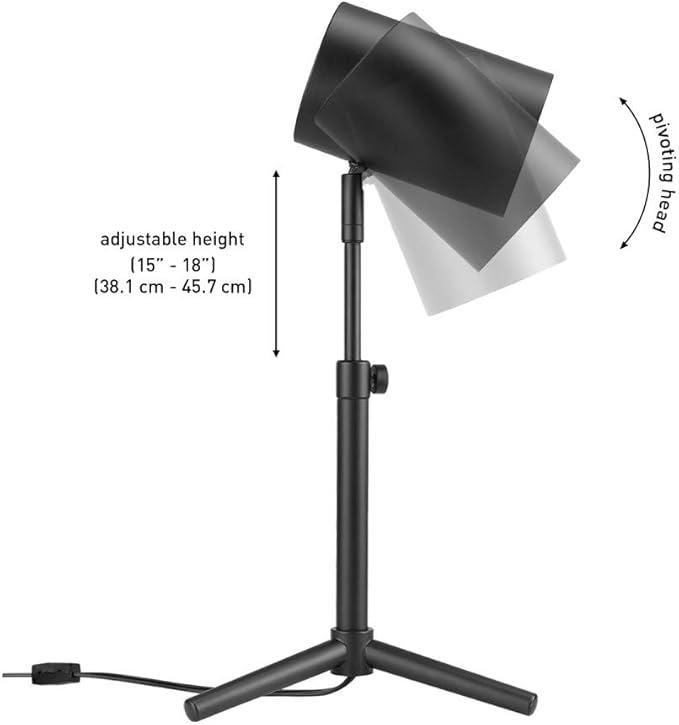 Globe Electric 52899 Pratt Desk Lamp, 18 in 1-Light, Matte Black Tripod Base