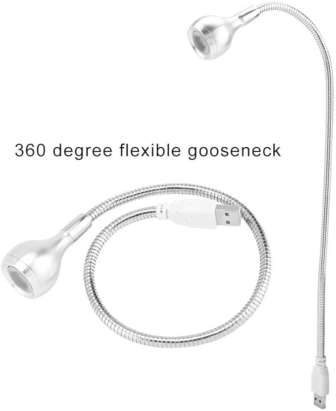 Desk Lamp, LED Mini USB Lamp, Nonradiative No Flicker Home for Desk(Silver, White light)