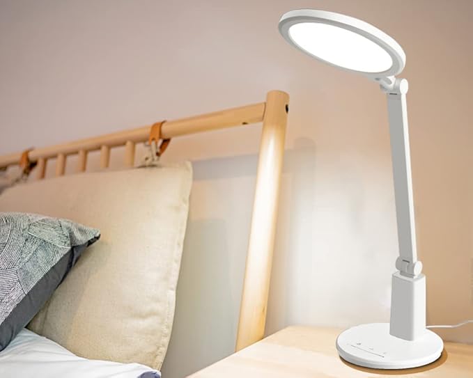 Full Spectrum Full red Light Table lamp Simulate 7 am Sunlight Authentic Eye Protection led Desk lamp 7 Brightness for Child Readers Artists Home Office
