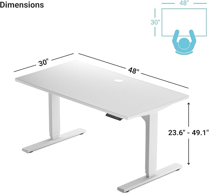 Standing desk bamboo, dual motor stand up desk adjustable height electric 48x30 - Bamboo Dark Gloss, Black Frame