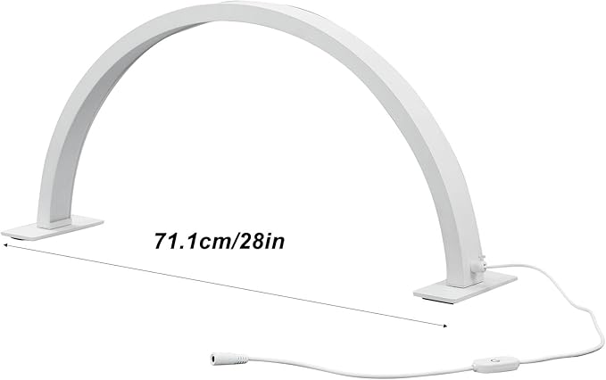 28 Inch Half Moon Nail Desk Lamp, 35W 3000 to 6000K Dimmable Desktop LED Light, Fill Light Half Moon Desk Light for Facial Spa, Manicure, Tattoo, Eyelash, Gifts