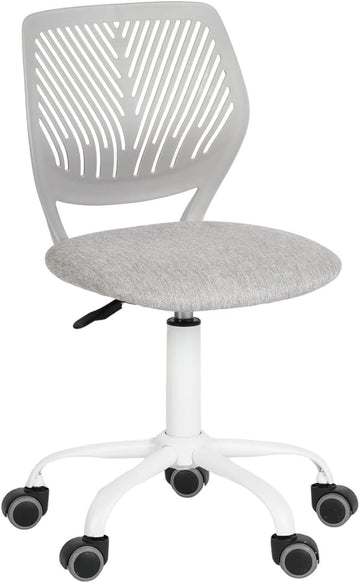 FurnitureR Writing Task Chair for Teens Boys Girls 360 Rolling Wheels Fabric Soft Pad Seat Breathable Backrest, Height Adjustable Liftup 29.5"-34.3", Morandi Grey