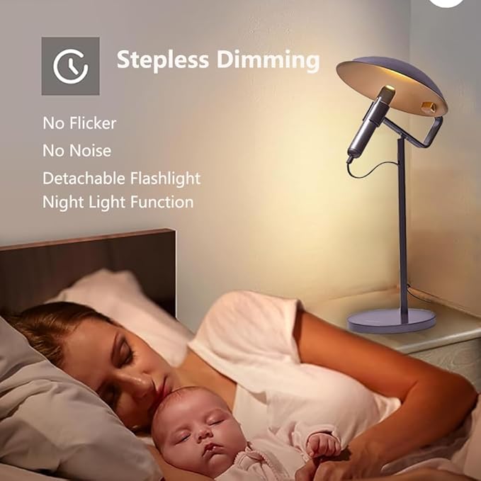 Rechargeable USB Flashlight Desk Lamp，Bedside Lamps,Desk Lamps，LED Office Lamp,Detachable USB Night Light，Multifunction Desktop LED Table Lamp,Desk Lamp for Living Room, Bedroom (Black)