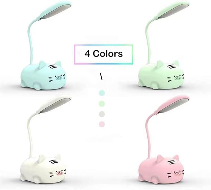 Kids Lamp, Cute LED Desk Lamp for Kids, Mini Animal Night Light, USB Rechargeable Flexible Cartoon Lamp Eye-Care Lighting for Bedroom (Tiger G, Green)