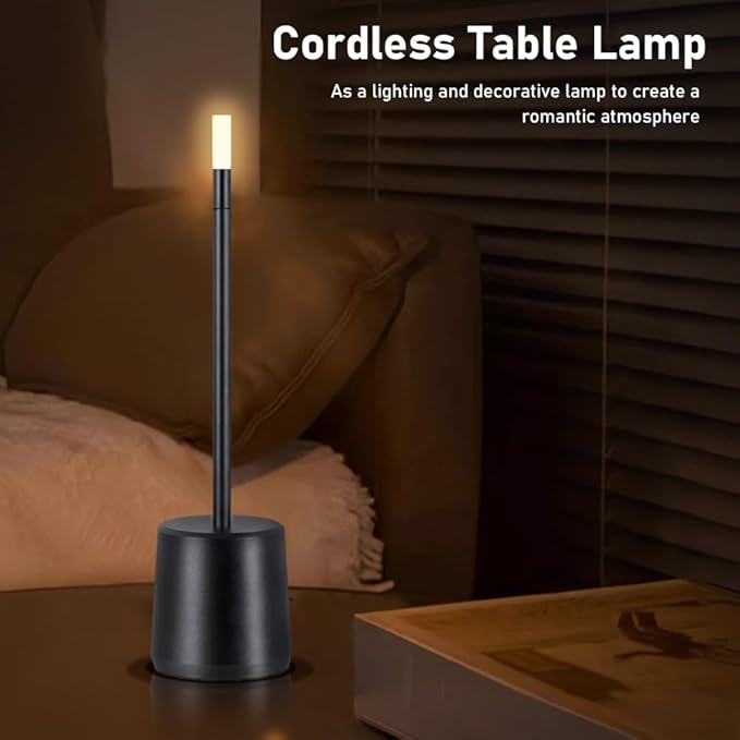 Portable LED Metal Table Lamp - 3 Level Brightness Touch Control Desk Lamps for Bedroom Nightstand,Rechargeable Battery - Ideal Bedside Lamp for Bedroom Nightstand