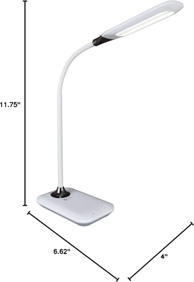OttLite Enhance LED Sanitizing Desk Lamp with USB Charging – Eliminates up to 99.9% of Bacteria, Touch Activated, Flexible Neck, Modern Light for Reading, Crafting & Office Desktop