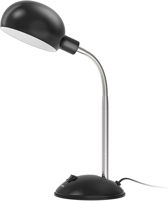 LEPOWER Metal Desk Lamp, Flexible Goose Neck Table Lamp, Eye-Caring Study Desk Lamp with E12 Lamp Base, Adjustable Desk Lamp for Living Room, Bedroom, Study Room and Home Office (Black)