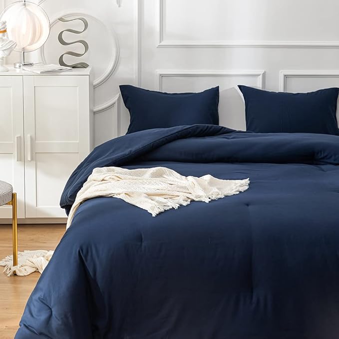 Navy Comforter Full Size Navy Blue Bedding Set Dark Navy Blue Comforter Set 3 Pieces 1 Comforter with 2 Pillowcases