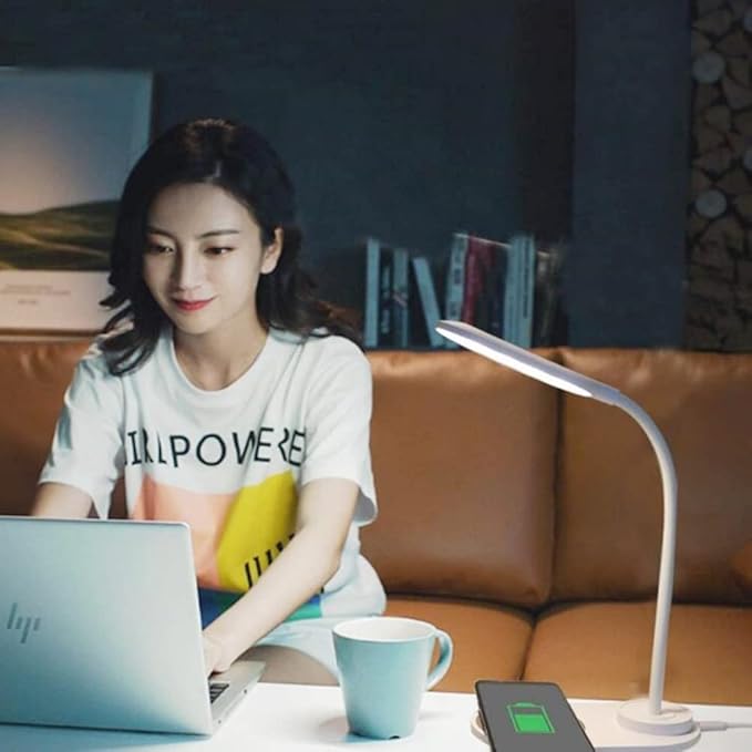 LED Desk Lamp with Wireless Charger, Eye-Protecting Table Lamps with Night Light, USB Charging Port, 3 Color Temperature Modes, Suitable for Home, Office Dimmable Desk Lamp, Bedroom