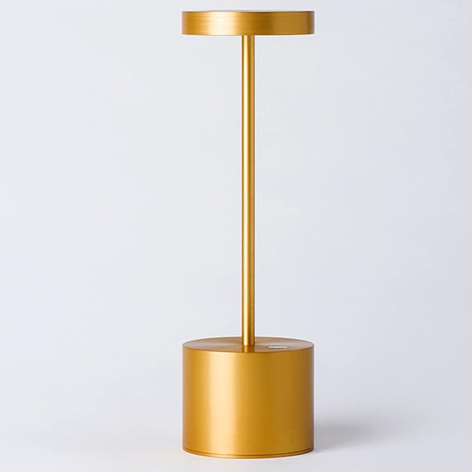 Rechargeable Cordless Table Lamp, 10.25in Small Outdoor Portable Battery Operated Desk Lamps 2 Levels Dimmable Powered Night Light for Dining Restaurant Bar Garden Patio Bedroom Gold