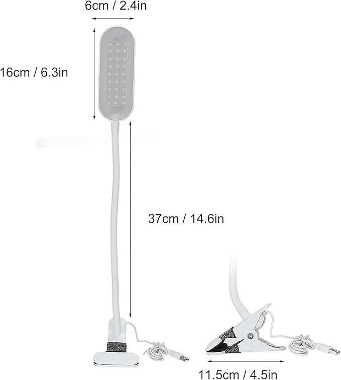 Clina USB Desk Lamp, LED Touch Switch Tattoo Eye Nail Art Desk Light Dimmer USB for Office Reading Relaxation Bedtime Tattoo Light Studying (White)