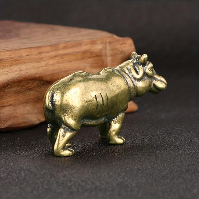 Vintage Solid Brass Hippo Figurine - Adorable Desk Decor for Collectors - Perfect Office or Home Accent(Hippo)