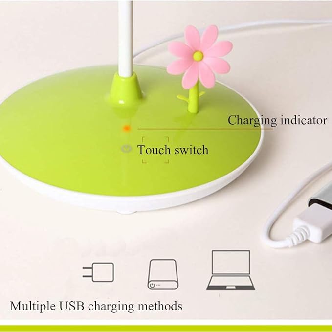 Cute Bumblebee LED Desk Lamp Touch Control Dimming 3 Brightness and 360°Flexible Gooseneck Eye-Care USB Rechargeable Lamp for Teens