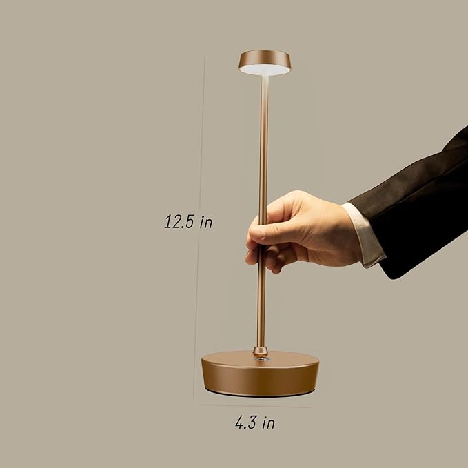 Rechargeable Table Lamp Cordless Battery Operated LED Light 5000mAh 3-level Brightness Portable Desk Lamps Waterproof Touch Control Indoor Outdoor Use for Patio Home Restaurant (2-Brown)
