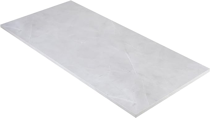 Kaboon Universal Tabletop 59.1"x23.62", Solid One-Piece Melamine Table Top, Double Desk L-Desk DIY, Home and Office Countertop, White Rock
