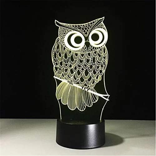 3D Illusion Night Light Owl Toys, Owl Bedside Lights Birthday Gift for Kids, Big Size 7 Color Changing USB LED Table Desk Optical Illusion Lamps Home Decors for Great Xmas Birthday Gifts