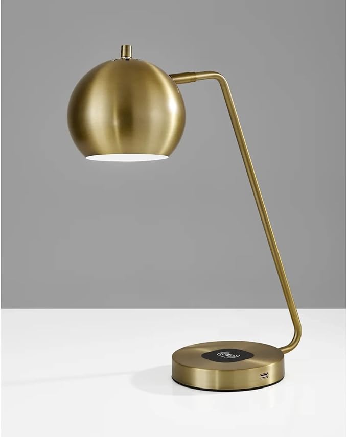 Adesso 5131-21 Emerson Desk Lamp Wireless Charging, 7W LED, 5W QI, USB Port, Indoor Lighting Lamps
