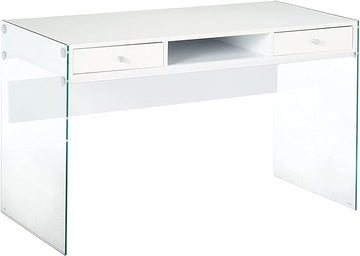 Coaster Home Furnishings Dobrev 2-Drawer Writing Desk Glossy White and Clear