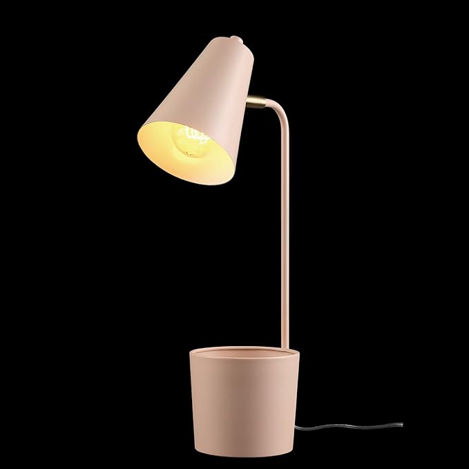 Globe Electric 30295 Taylor 18" Organizer Desk Lamp, Matte Pink, Brass Pivot Joint, On/Off Rotary Switch at Shade