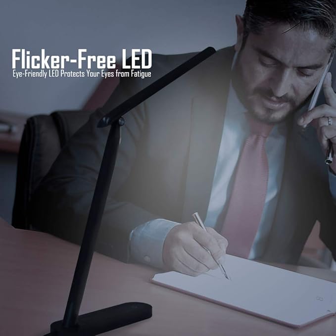 AULTRA LED DESK LAMP LIGHT - Touch Control Desk Lamp with Multiple Brightness Level - Lights for Bedroom, The Office Desk, Reading Lamps, Bedside Table and Standing Desk (Black)
