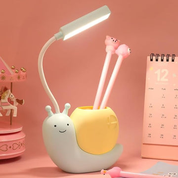 ZYTC LED Desk Lamp Cartoon Snail Adjustable Foldable Reading Lamp Assorted Colors Eye Caring Table Lamp Light with USB Charging Port Built-in Battery for Student Study Work(Blue)