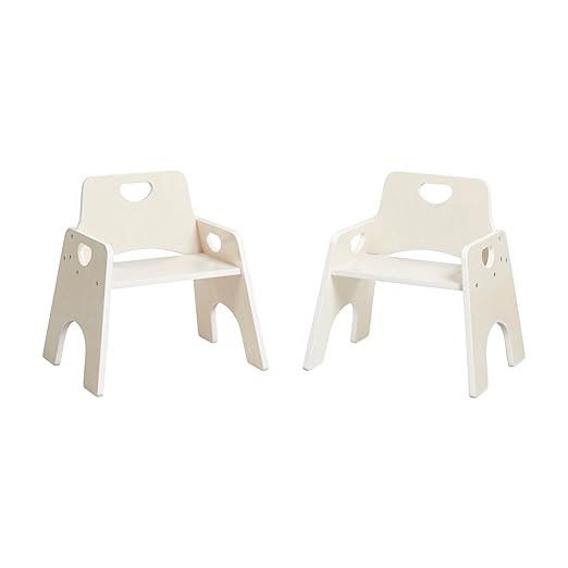 ECR4Kids Stackable Wooden Toddler Chair, 10in, Kids Furniture, White Wash, 2-Pack