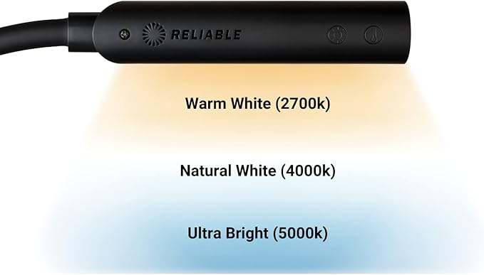 Reliable UberLight Flex 3200TL Task Light – LED Portable Desk Light with Clamp, USB Connection, 26.5” Flexible Gooseneck, 270° Rotational Head, 9 Light Settings, and up to 60,000 Hours of Use (black)