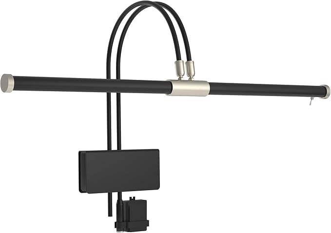 Cocoweb 22" LED Grand Piano Light in Black with Satin Nickel Accents with Dimmer Clip