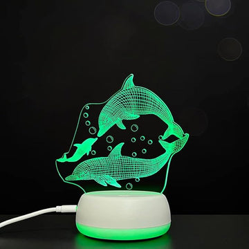Dolphins LED Table Lamp USB Parent-Child Gifts Boy's Birthday - 7 Colors Changing Bedroom Decorative Night Light Parent's Gifts, Gifts for Families Friends