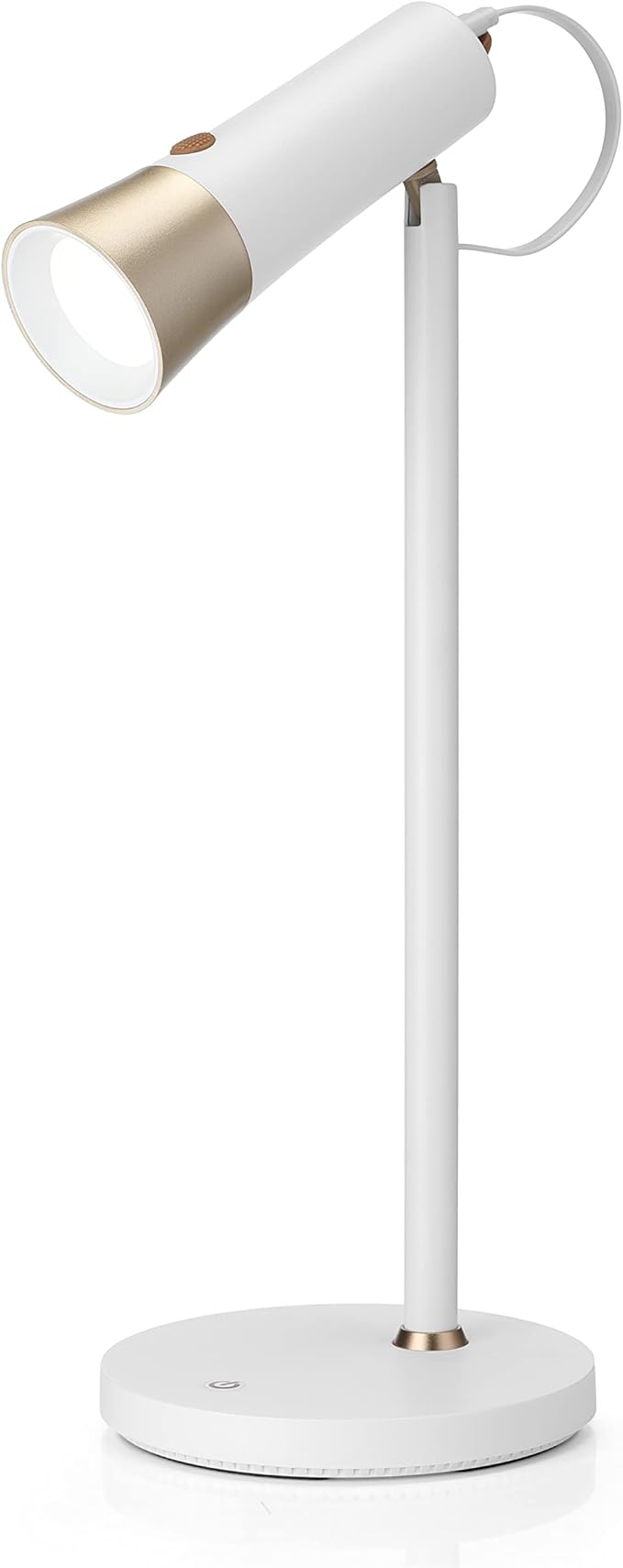 Dimmable LED Desk Light Study Lamp w/Adjustable, Rechargeable & Detachable Head - Home/Dorm/Office Table Lighting for Work, Reading & Studying - White/Gold