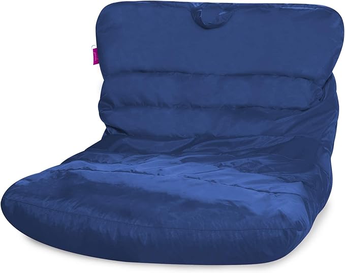 Posh Creations Structured Comfy Seat for Bedrooms and Dorm Rooms, Large Bean Bag Chair, Laguna Lounger, Navy