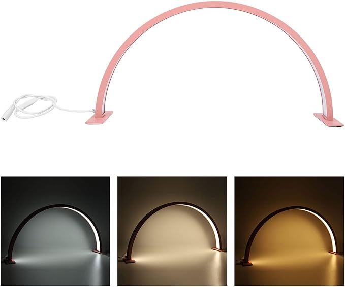 Half Moon Nail Desk Lamp, 3000K‑6000K LED Dimmable Half Moon Light with Touch Switch, Lighting for Beauty, 28 Inch Half Moon Desktop Lamp for Skincare Lashes Eyebrows Tattoo (US Plug)