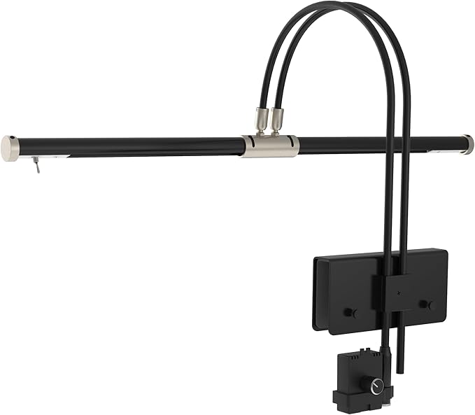 Cocoweb 22" LED Grand Piano Light in Black with Satin Nickel Accents with Dimmer Clip