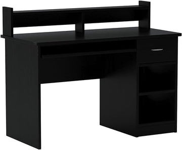 OneSpace Essential Computer Desk, Hutch with Pull-Out Keyboard, Black
