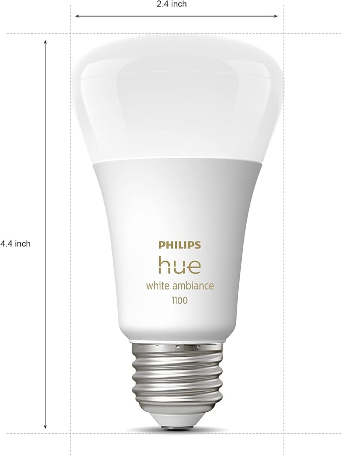 Philips Hue Smart Light Starter Kit - Includes (1) Bridge and (4) 75W A19 E26 LED Smart White Ambiance Bulbs - Control with App - Compatible with Alexa, Google Assistant, and Apple HomeKit