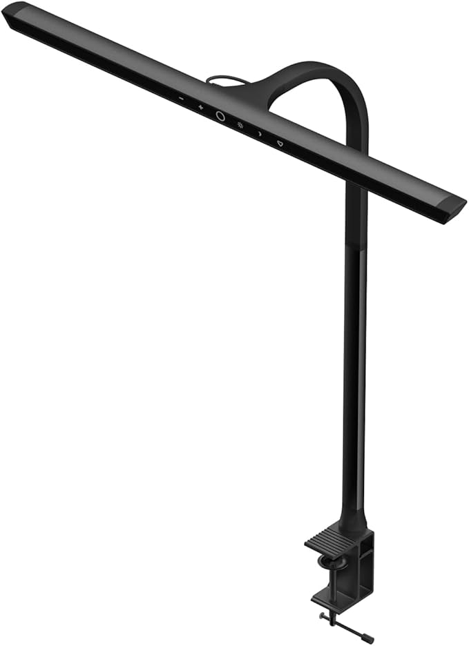 LED Architect Desk Lamp with Clamp and Clip On Desk Lamp 5-level Color Temperature and 5-level Dimmable Modern Desk Lamp 12W Black(Including Desktop Use)