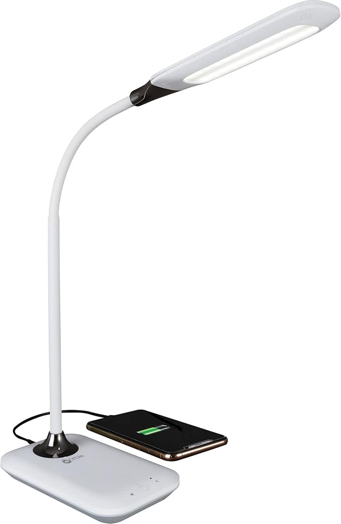 OttLite Enhance LED Sanitizing Desk Lamp with USB Charging – Eliminates up to 99.9% of Bacteria, Touch Activated, Flexible Neck, Modern Light for Reading, Crafting & Office Desktop
