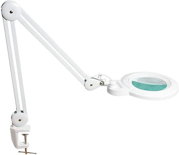 Neatfi (New Model) 1,200 Lumens Super LED Magnifying Lamp with Clamp, 8 Diopter, 5 Inches Wide Lens, Correlated Color Temperature Control, 12W, 120 Pcs SMD LED (White, 5 Inch Lens)