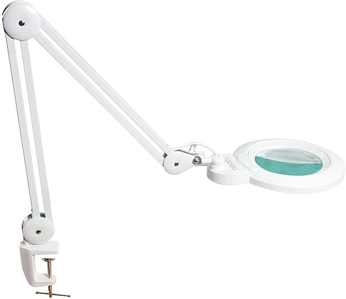 Neatfi (New Model) 1,200 Lumens Super LED Magnifying Lamp with Clamp, 8 Diopter, 5 Inches Wide Lens, Correlated Color Temperature Control, 12W, 120 Pcs SMD LED (White, 5 Inch Lens)