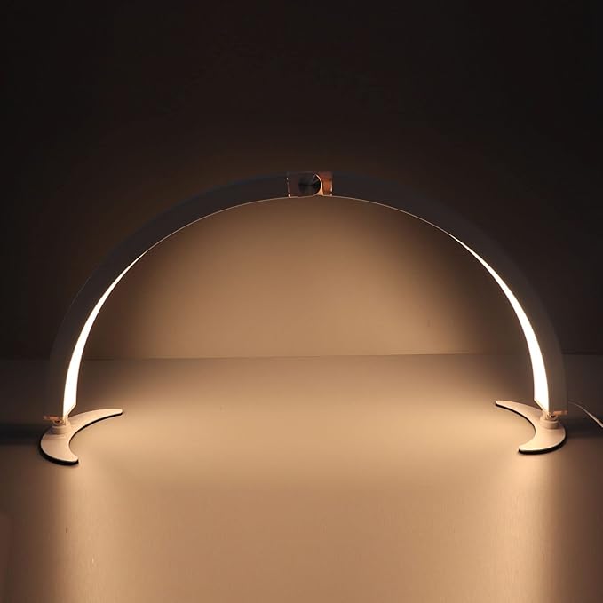 Pomya Half Moon Light for Nails, 28 Inch Foldable LED Half Moon Desk Lamp with 10 Brightness Adjustment, 3200K‑5600K Dimmable Lighting Lamp with Remote for Beauty Lash Extension Tattoo