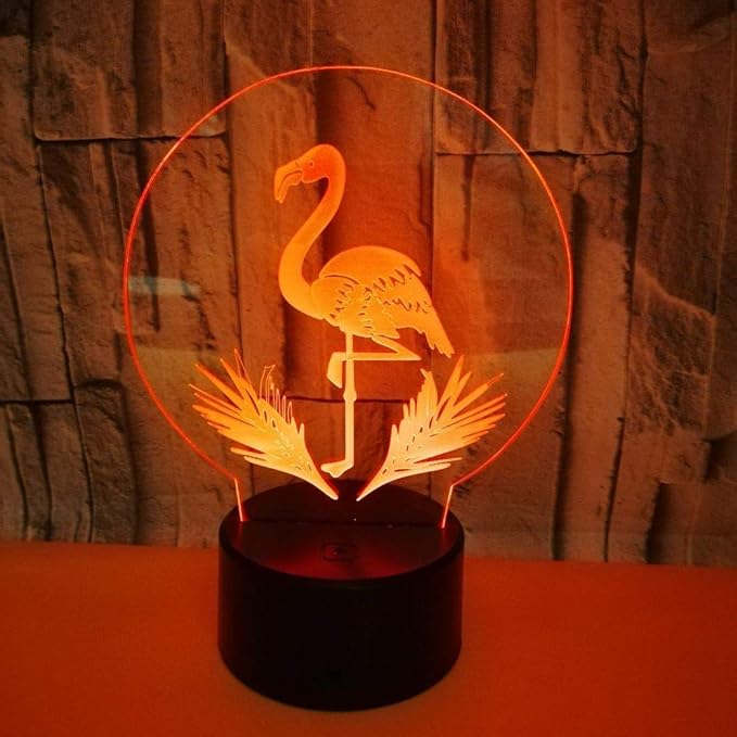Flamingo Lamp - Acrylic 3D Night Lights USB LED Table Lamp Home r2d2 3D Arts Lamp - 3D Optical Illusions 7 Color Changing Bedroom Decor Night Light Gifts for Elder Father Mother & Friends.