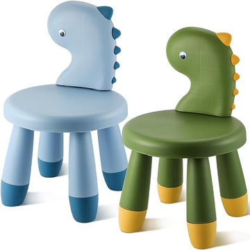 2 Pcs Plastic Dino Chair Sturdy Dinosaur Chairs Lightweight Activity Chairs Ergonomic Design Anti Slip Step Stool for Indoor Outdoor