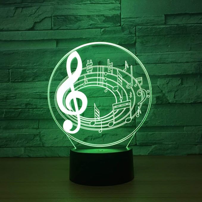 Music Note Shaped 3D Optical Illusion Lamp 7 Colors Change Timing Remote Control and Touch Button LED Table Desk Lamp for Home Bedroom Decoration