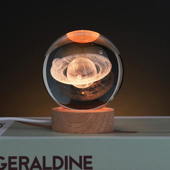 Large 3D Crystal Ball Saturn Lamp, Crystal Lamp 16 Color Changing Night Light with Remote Control for Bedroom Decor, Birthday Gift for Teens Boys and Girls, Saturn Model