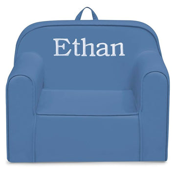 Delta Children Personalized Cozee Chair - Customize with Name – Foam Kids Chair for Ages 18 Months and Up, Indigo