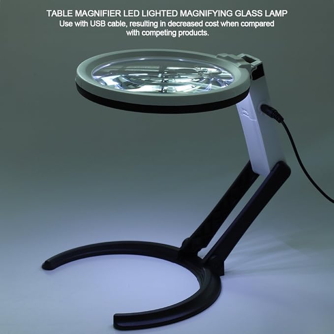 LED Table Lamp with 1.8X & 5X Magnifier, Desk Illuminated Tools Magnifying Glass for Reading Cosmetic Makeup Tattoo Manicure Lighted Magnifier
