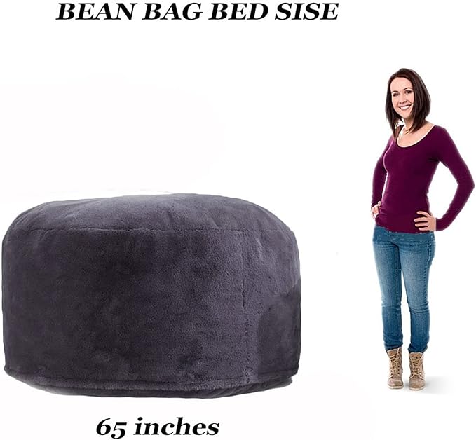 6FT Giant Fur Bean Bag Chair Cover, Ultra Soft Bean Bag Bed for Adults (No Filler, Cover only), Big Round Soft Fluffy Faux Fur Bean Bag Lazy Sofa Bed Cover, Machine Washable Big Size Bean Bag Cover