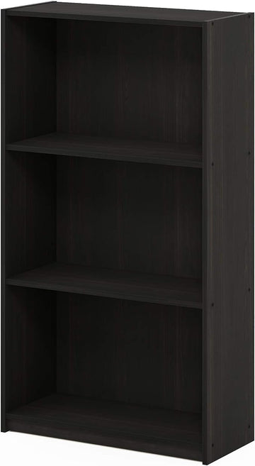 Furinno Basic 3-Tier Bookcase Storage Shelves, Espresso