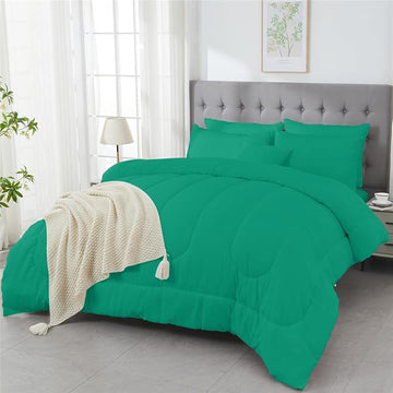 3 Piece Solid Color All Season Bedding Comforter Set Microfiber Soft Lightweight Bedding Set for Kids Teens Adults Room Decor with 1 Comforter and 2 Pillowcases Full